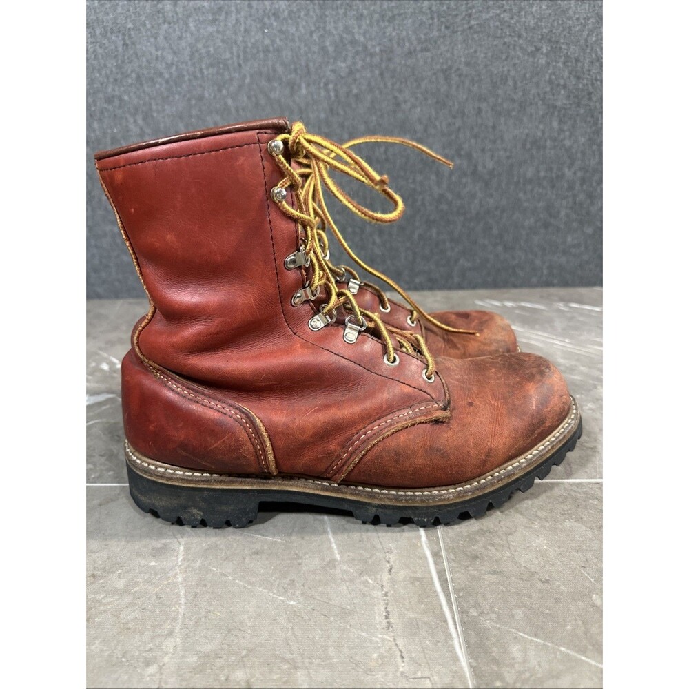 Vintage Red Wing Irish Setter Logger Boots Vibram 80s Made In USA Mens 8.5 EE